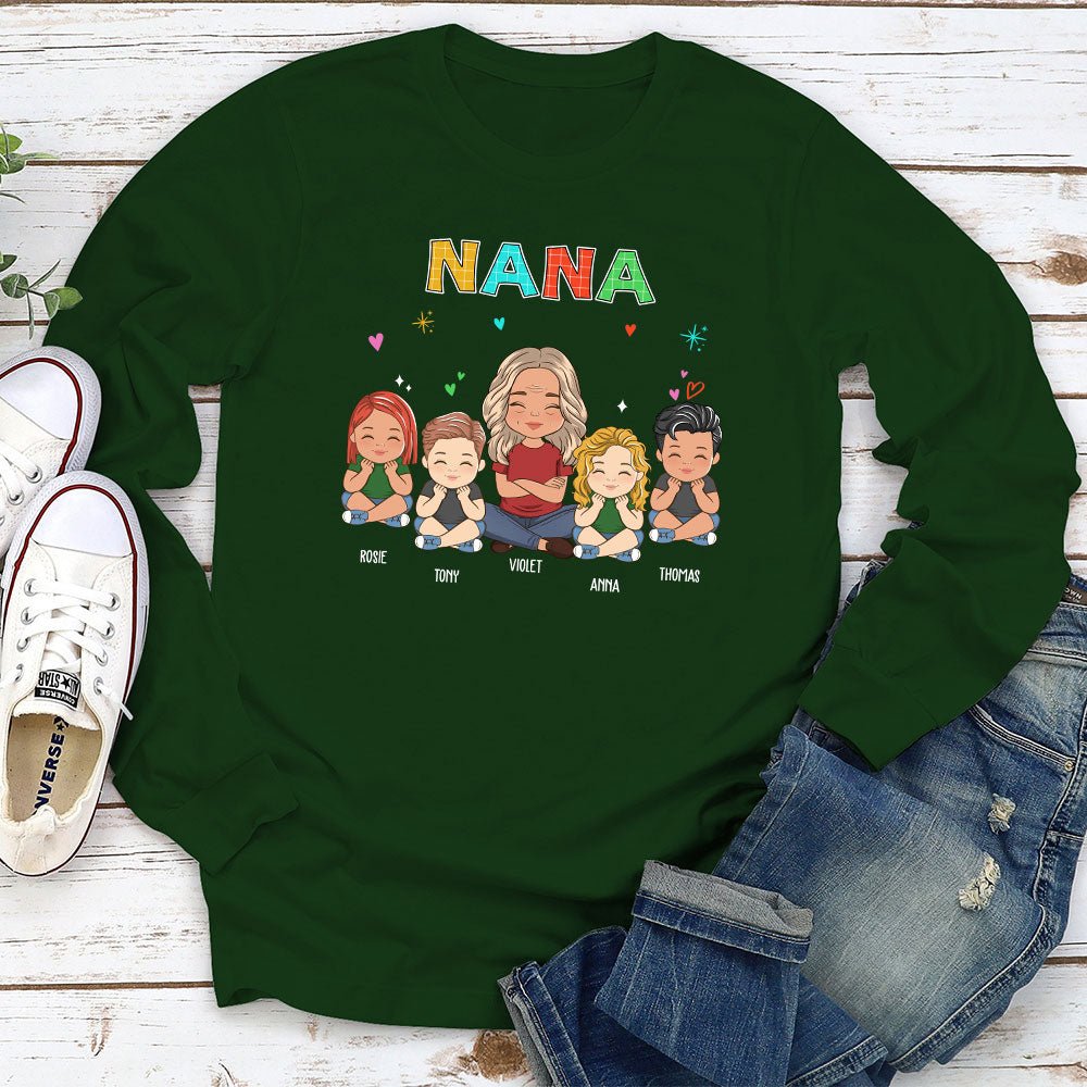 Grandma Colorful - Personalized Custom Long Sleeve T-shirt
