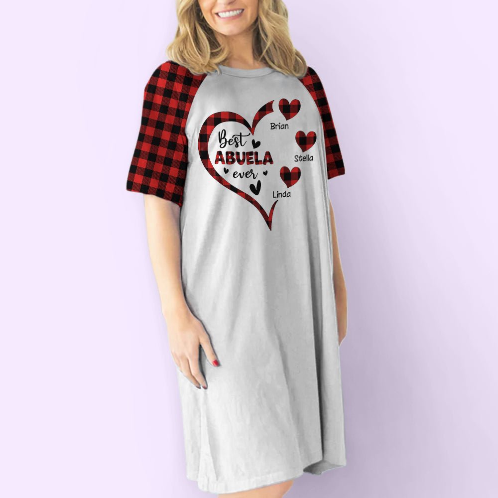 Grandma Heart With Kids Names - Personalized Custom 3/4 Sleeve Dress