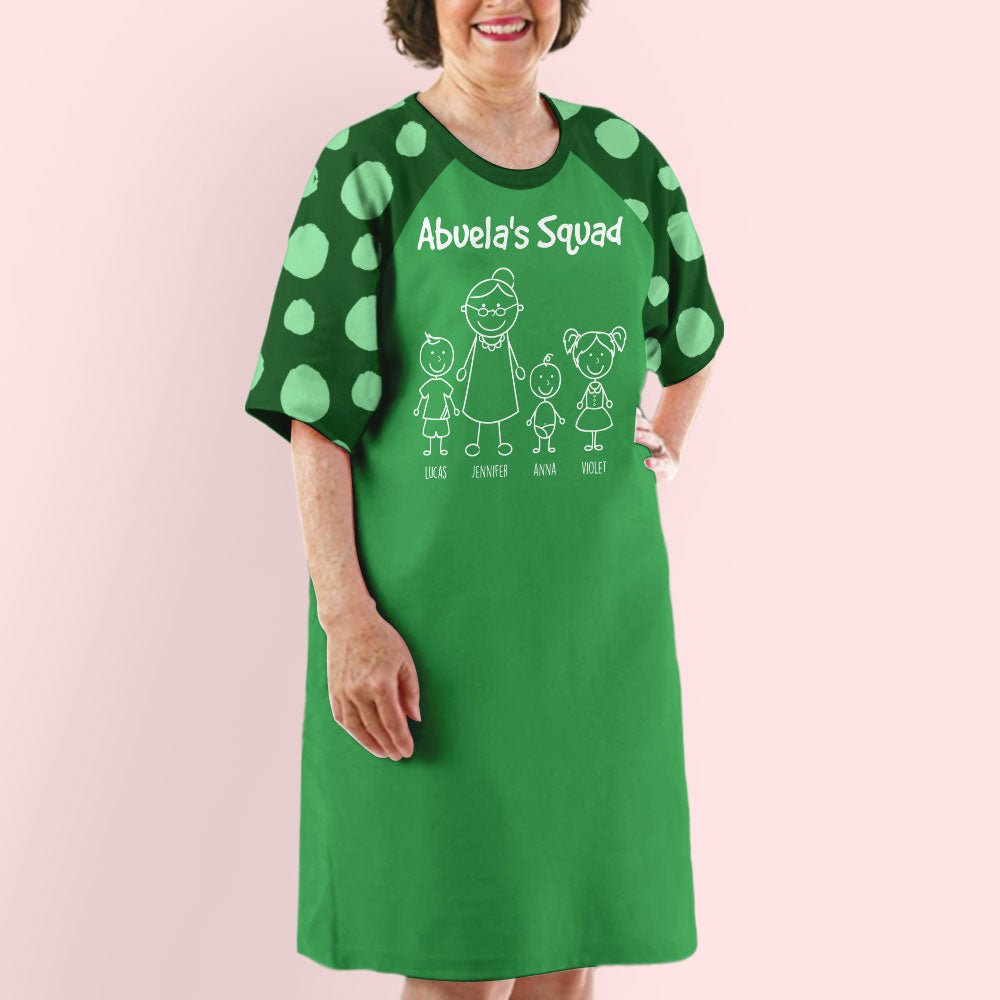 Grandma's Squad - Personalized Custom 3/4 Sleeve Dress