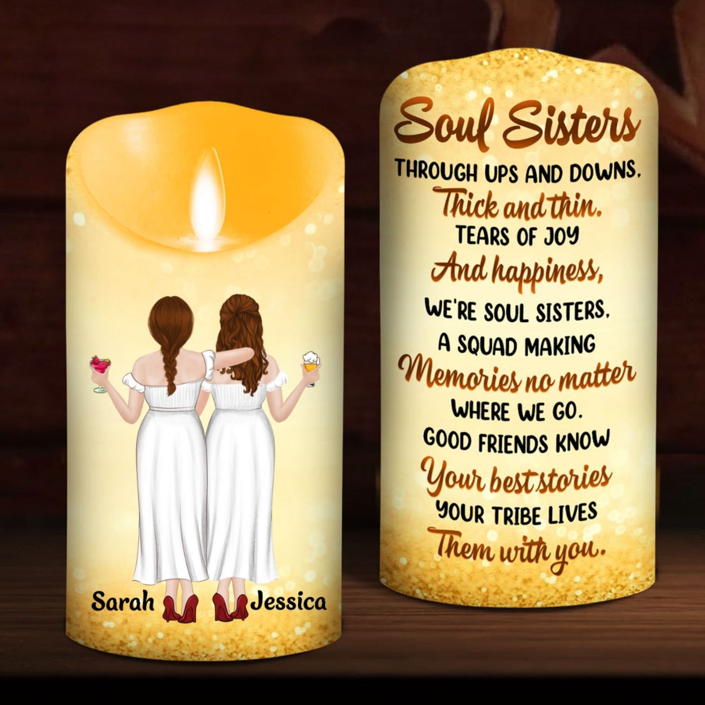 Soul Sisters - Personalized Custom LED Candle