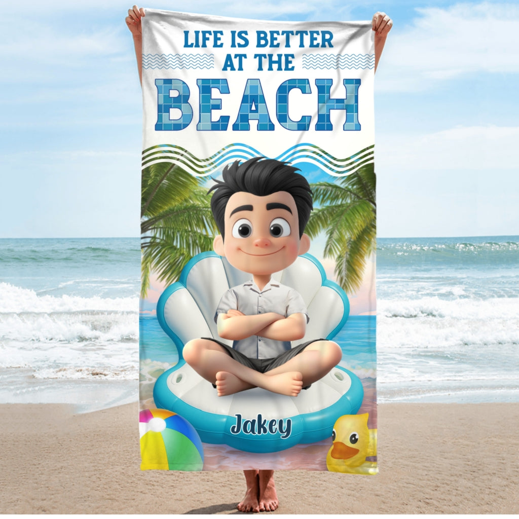 Swimming Is The Best - Personalized Custom Beach Towel