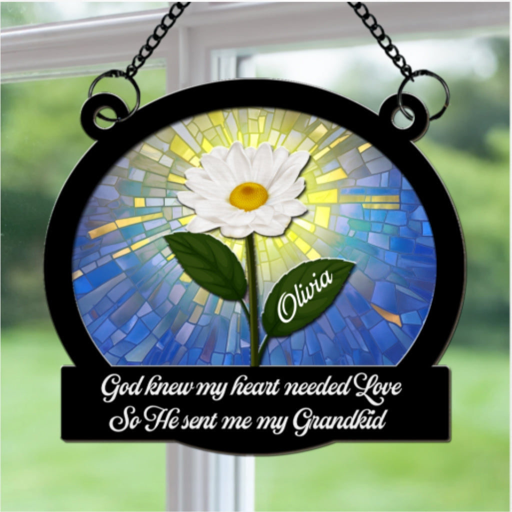 God Sent Me My Grandkids - Personalized Custom Suncatcher