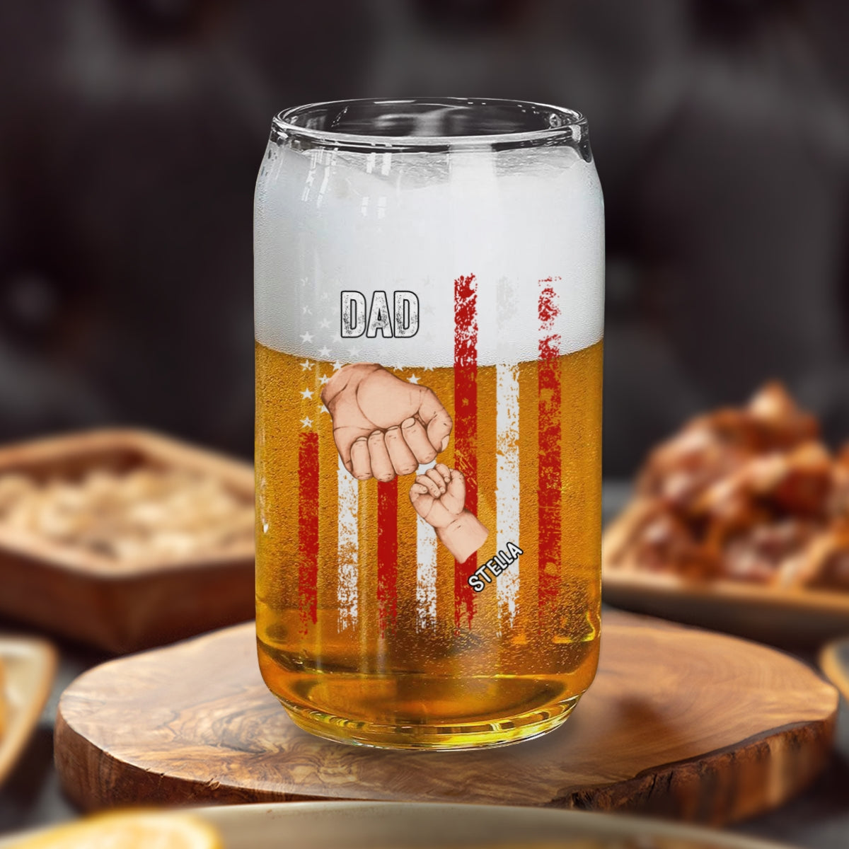 Best Dad Ever Version 2 - Personalized Custom Beer Can Glass