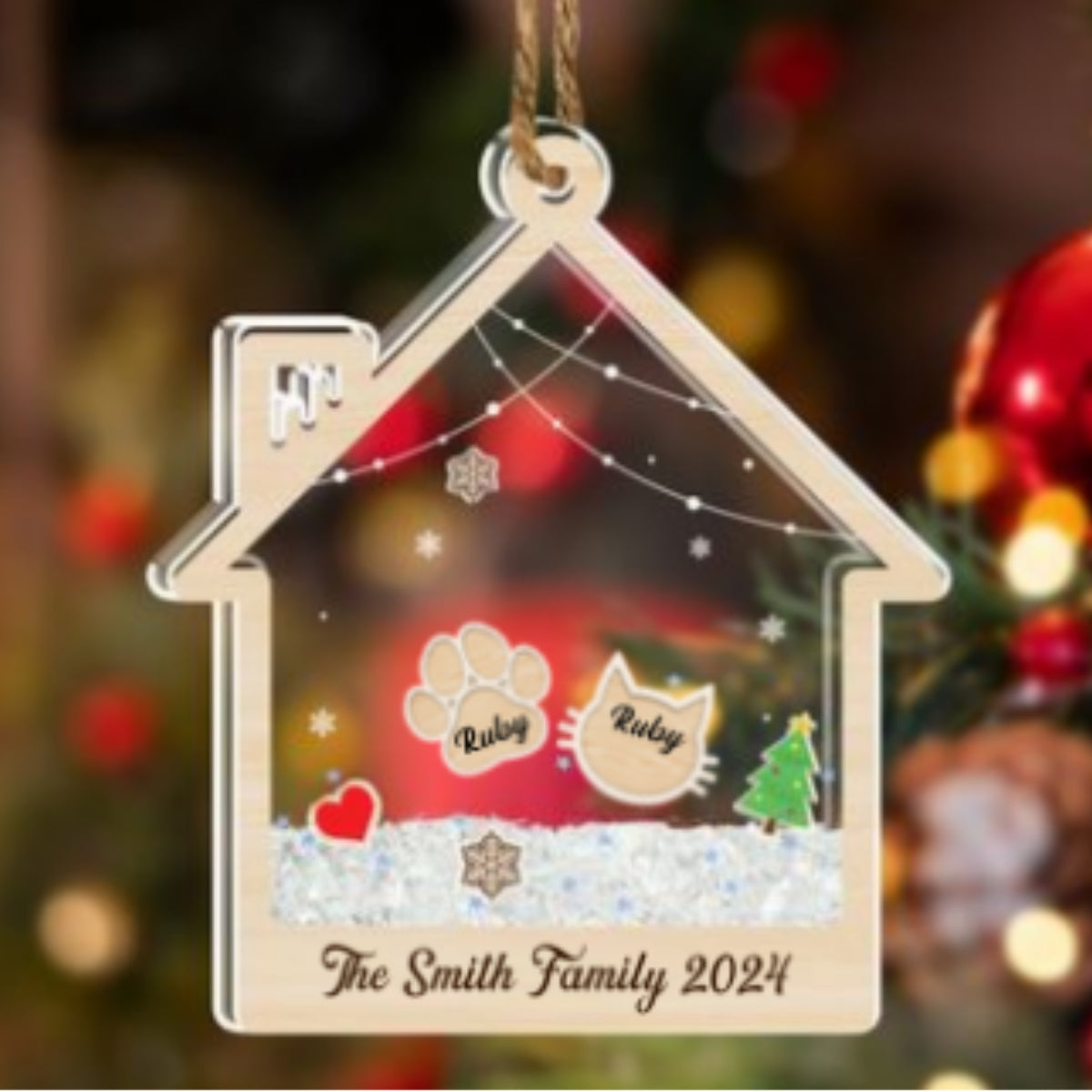 Custom Name Family - Personalized Custom Acrylic Shaker Ornament