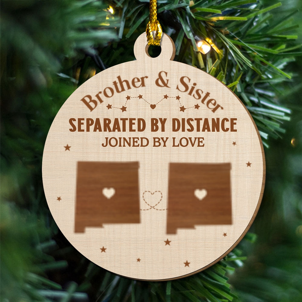 Hearts Connected Across The Miles - Personalized Custom Freeshape 2-Layered Wood Ornament