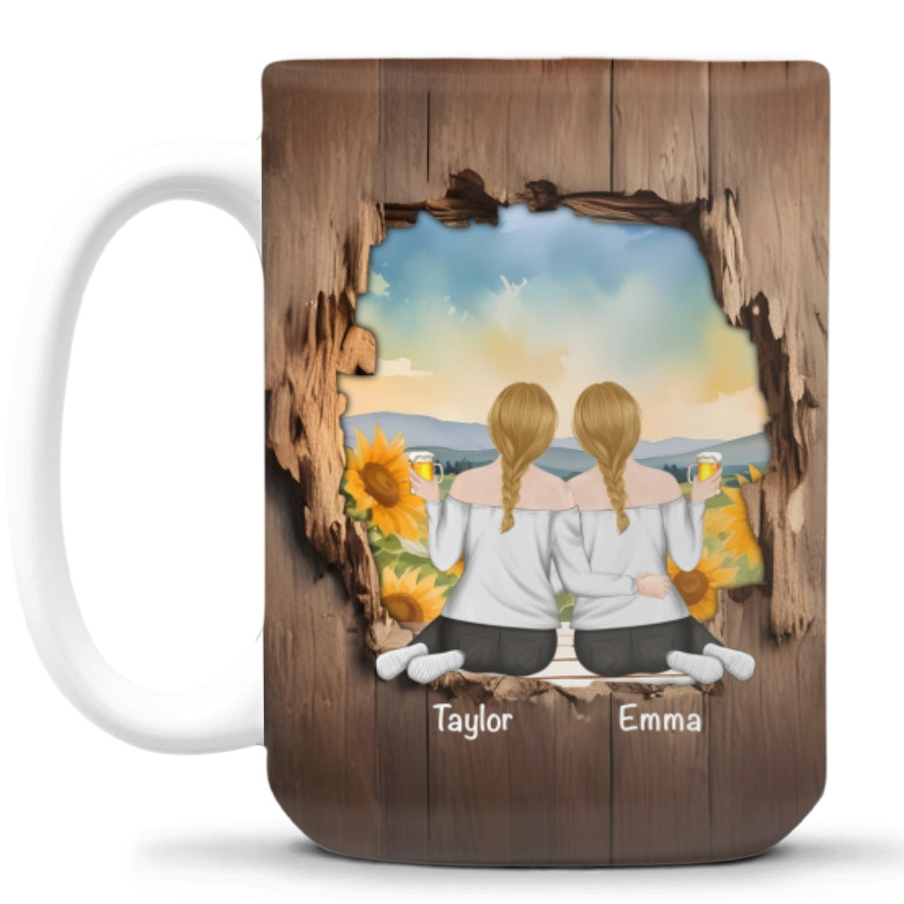 Friendship Is A Journey That Lasts A Lifetime - Personalized Custom Coffee Mug
