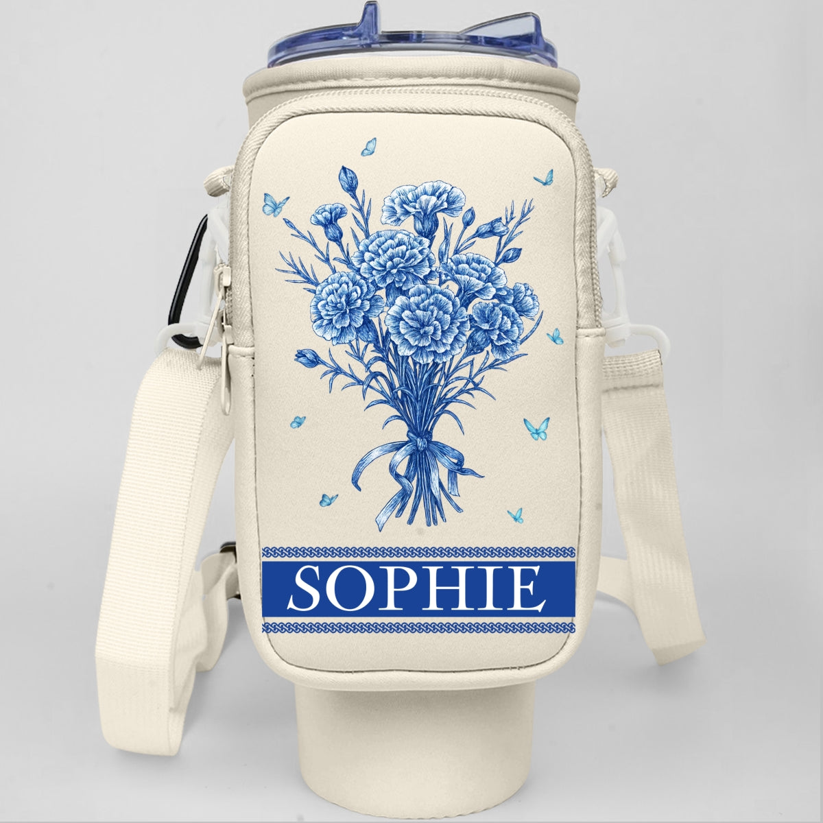 Grandma Love Grow Here - Personalized Custom Water Bottle Carrier Bag