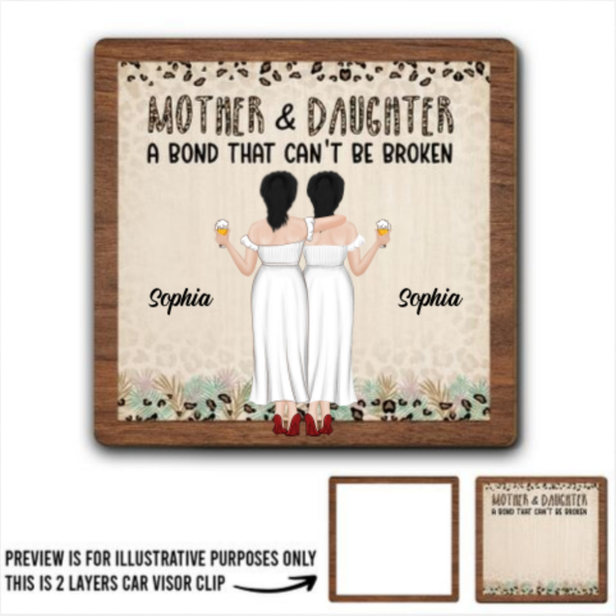 Mom And Daughter - Personalized Custom Car Visor Clip