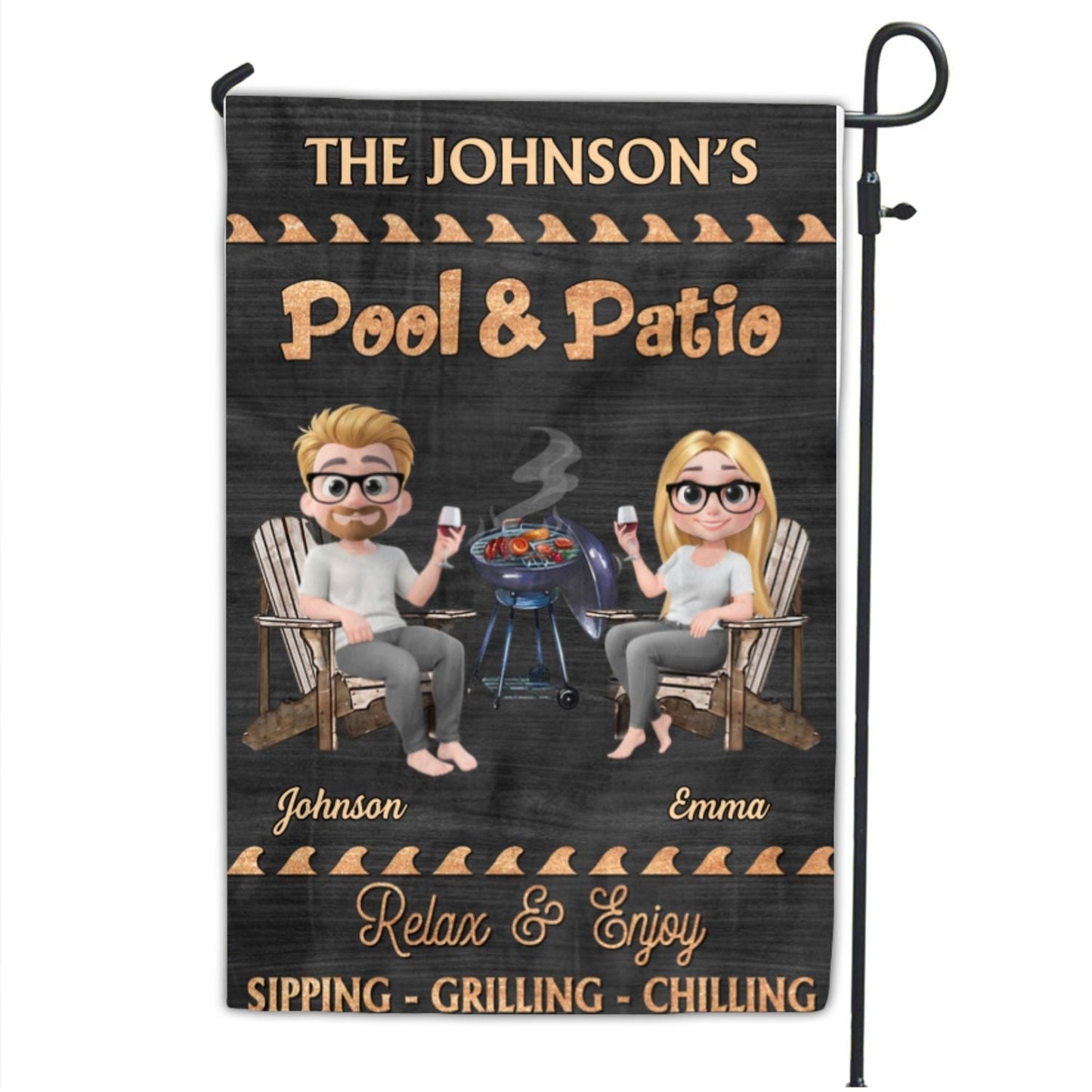 Pool And Patio Sipping Chilling - Personalized Custom Flag