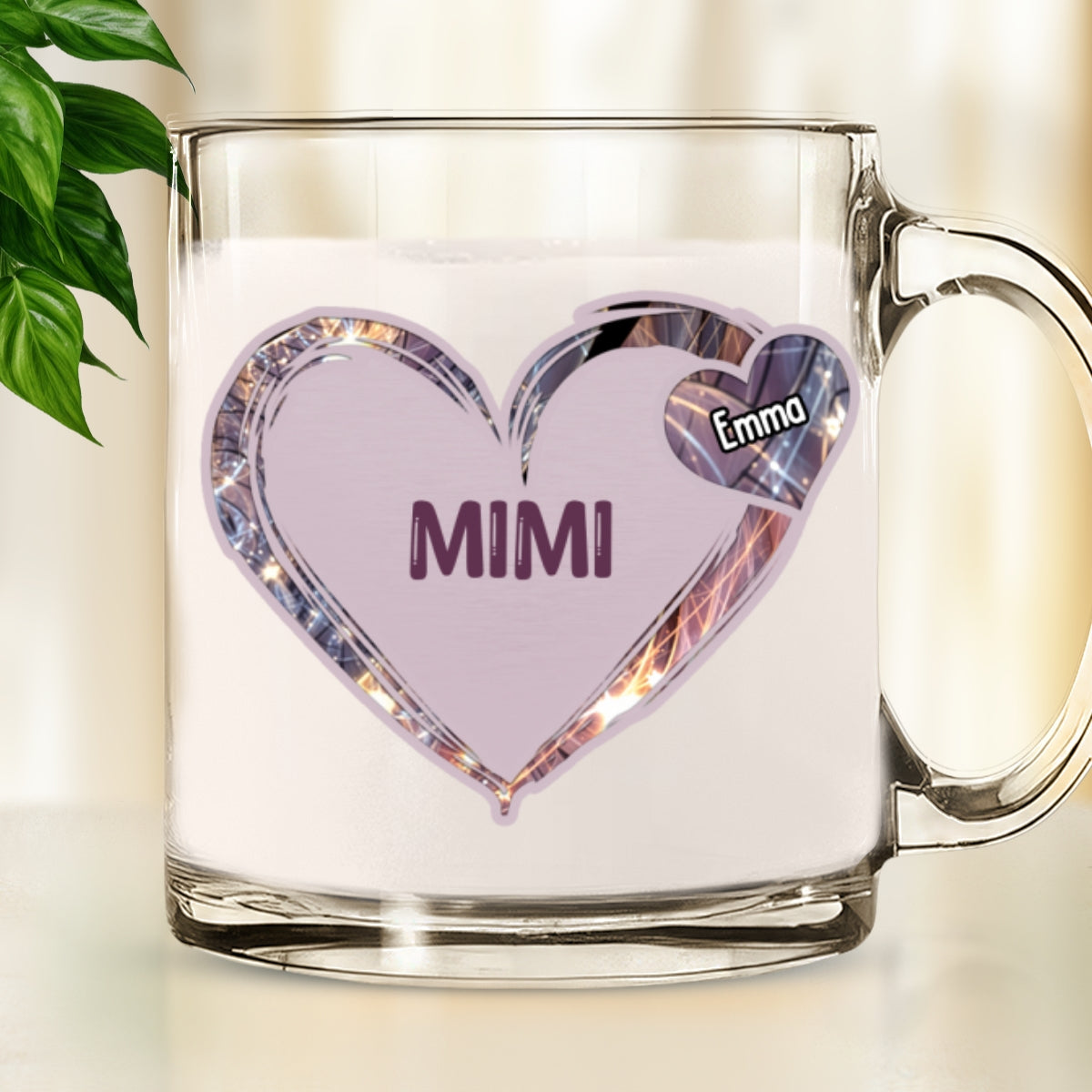Mom Heart Kids - Personalized Custom Glass Mug