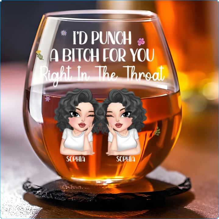 Right In The Throat - Personalized Custom Wine Glass