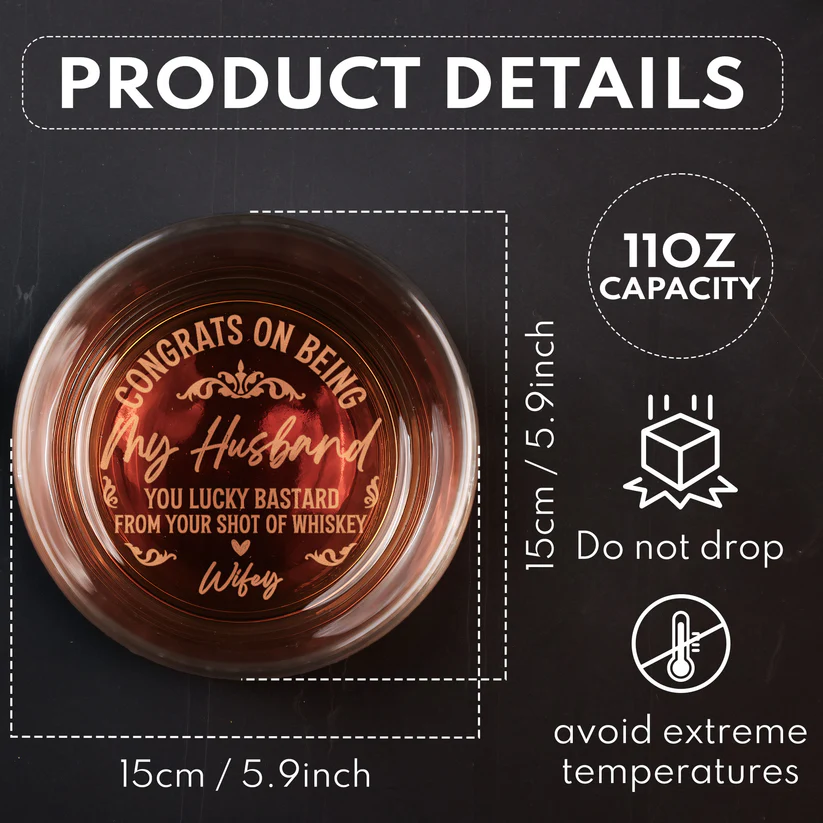 Congrats On Being My Husband - Family Personalized Custom Whiskey Glass - Father's Day, Gift For Dad, Grandpa