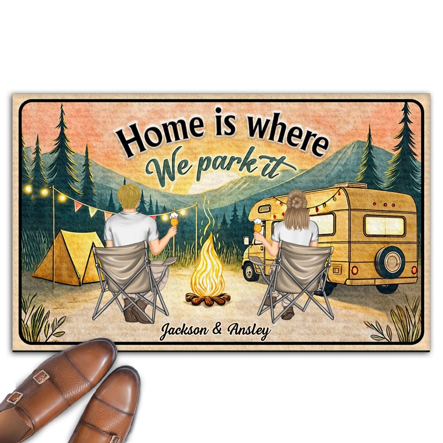 Home Is Where We Park It - Personalized Custom Doormat