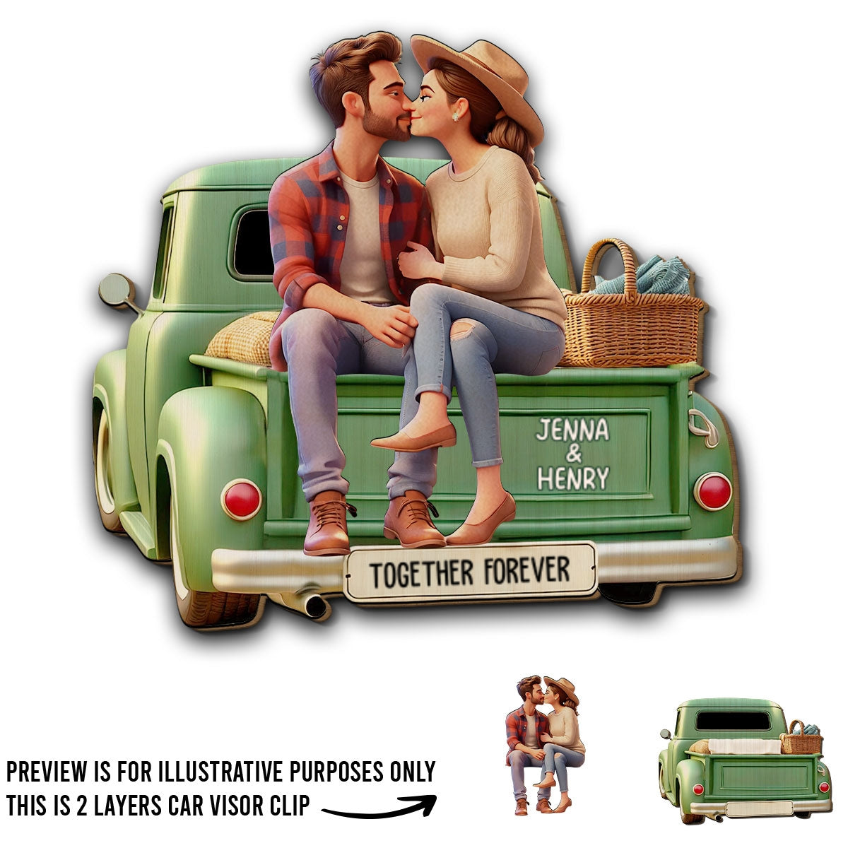 Rustic Romance - Personalized Custom Car Visor Clip