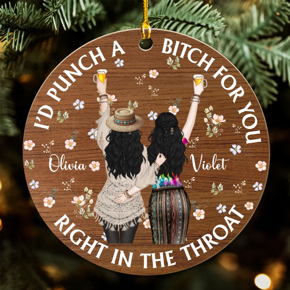 Punch Bitch Hippie Version - Personalized Custom Wood Ornament