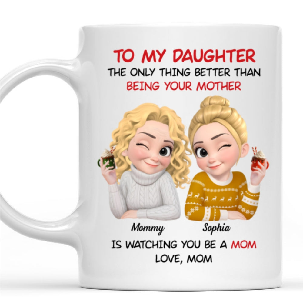 To My Daughter Cartoonize Christmas - Personalized Custom Coffee Mug