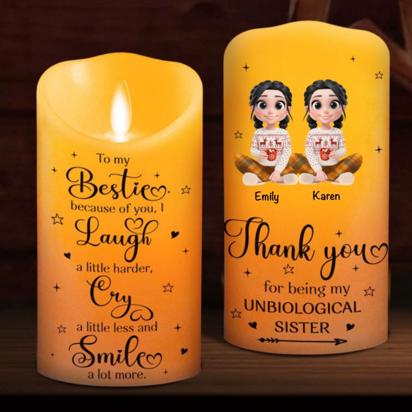 Thank You For Being My Unbiological Sister - Personalized Custom LED Candle