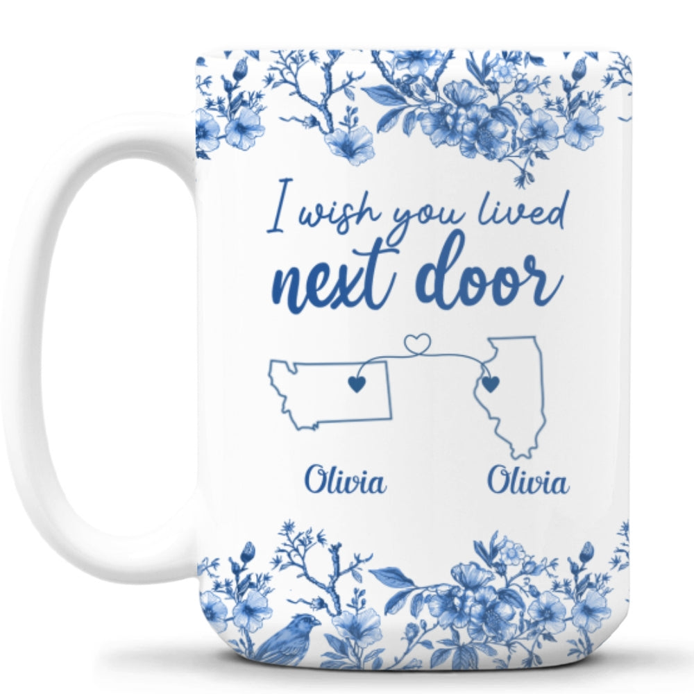 I Wish We Lived Closer Toile - Personalized Custom Coffee Mug