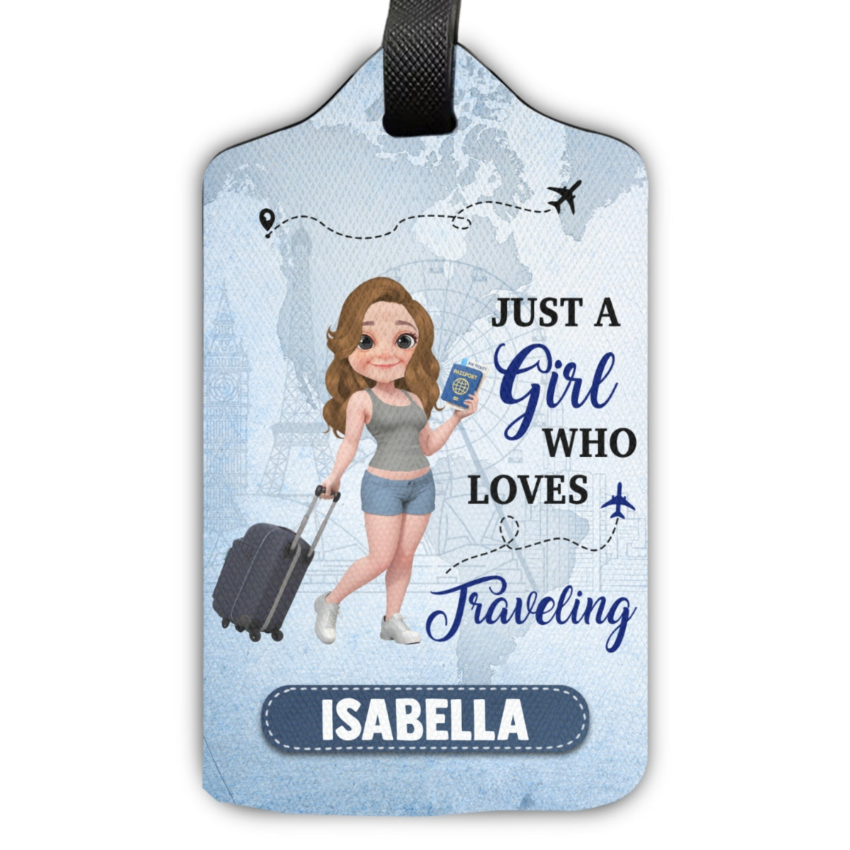 Just A Girl Who Loves Traveling Cartoonize - Personalized Custom Luggage Tag