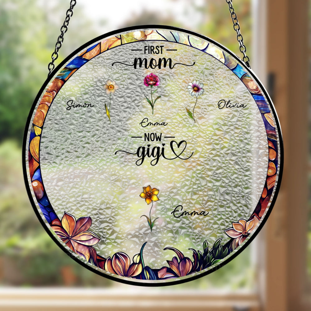 First Mom Now Grandma - Personalized Custom Window Hanging Suncatcher