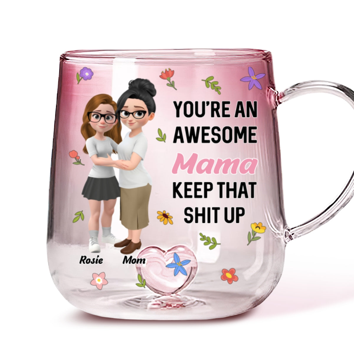 Awesome Mom - Personalized Custom Pink Gradient Glass Mug