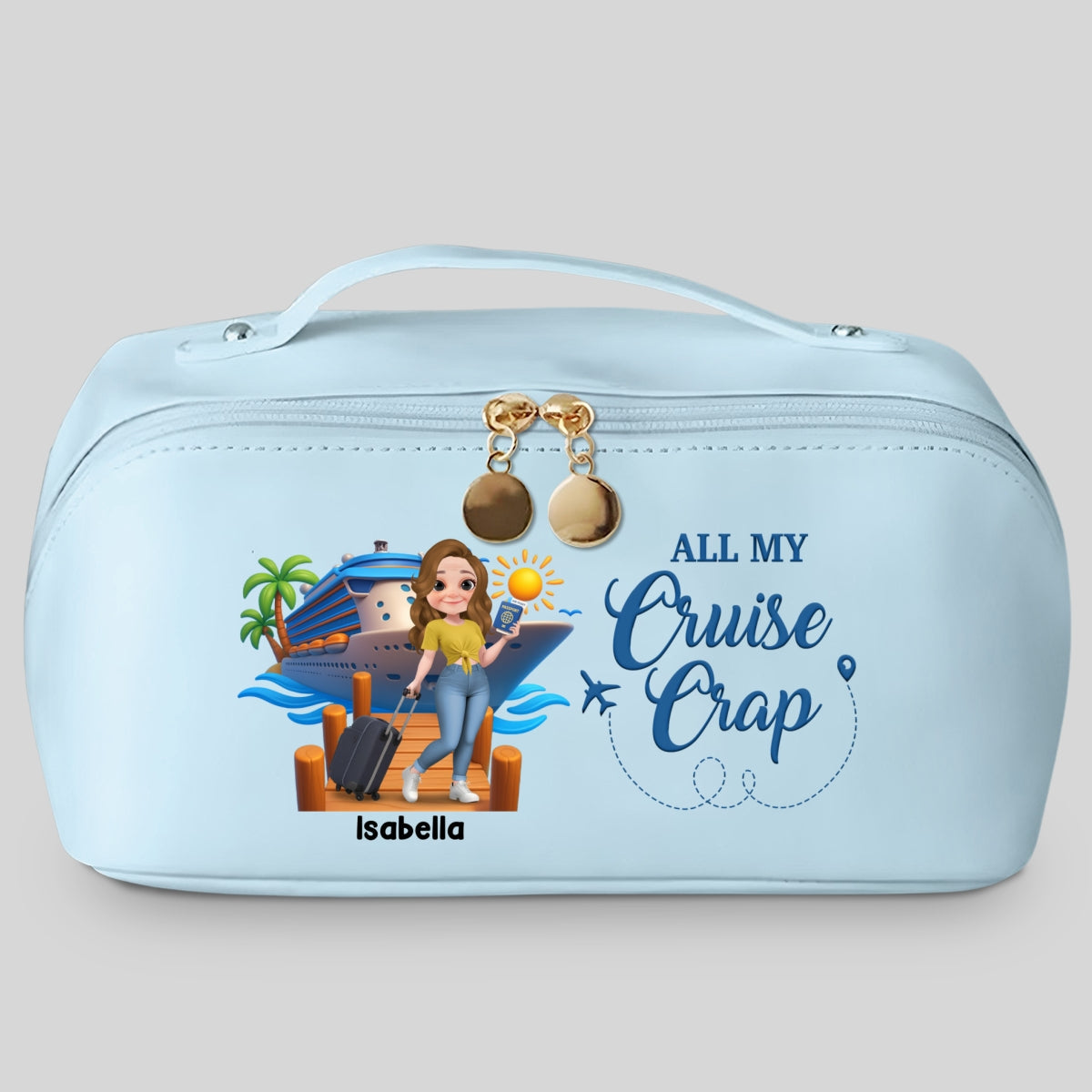 All My Cruise Crap - Personalized Custom Leather Makeup Bag