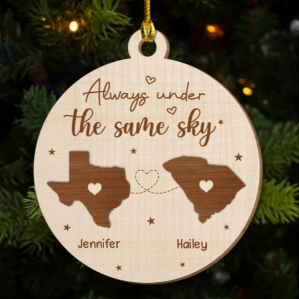Always Under The Same Sky - Personalized Custom Freeshape 2-Layered Wood Ornament