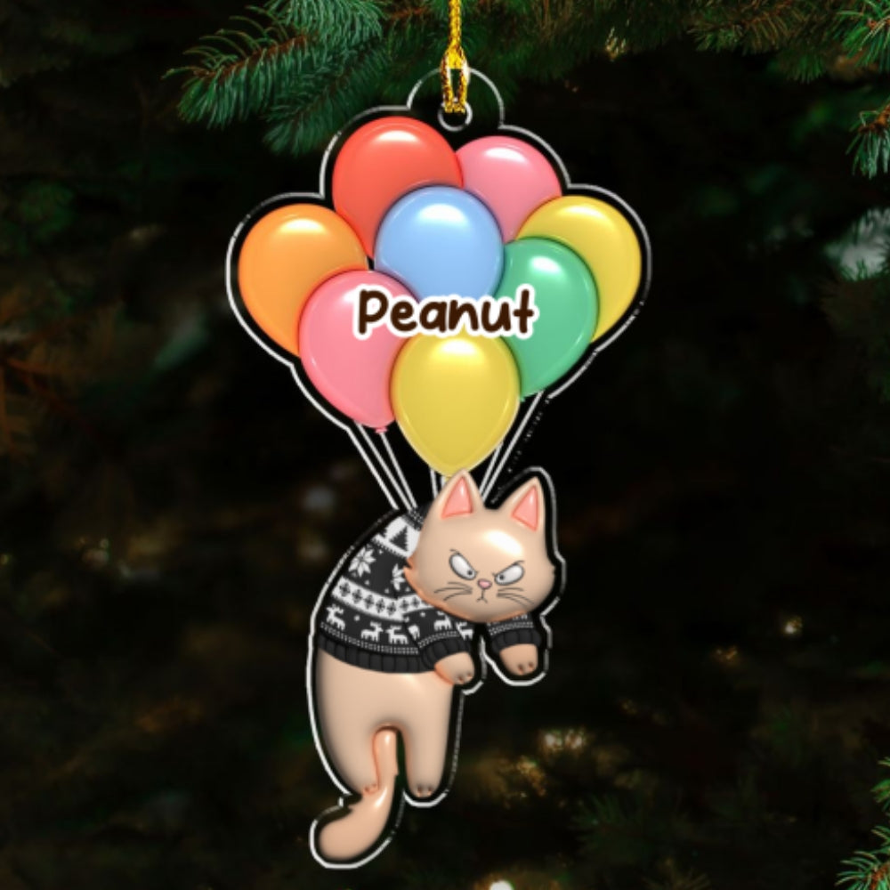Bubble Hanging Cat - Personalized Custom 3D Inflated Effect Acrylic Ornament