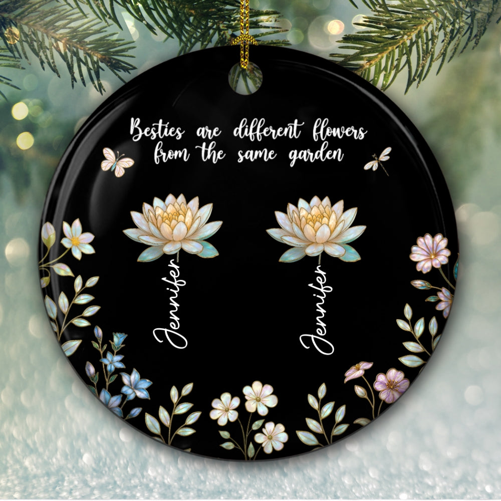 Birth Flower Sisters Are Different Flowers - Personalized Custom Ceramic Ornament