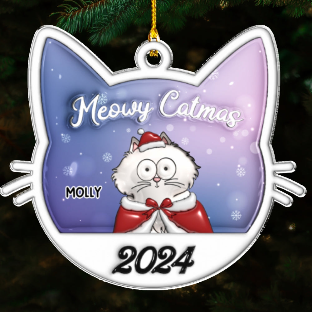 Meowy Catmas 2024 - Personalized Custom 3D Inflated Effect Acrylic Ornament