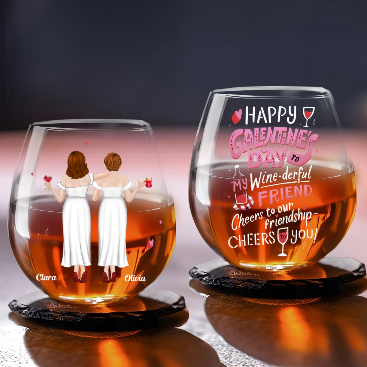 Cheers To Friendship - Personalized Custom Wine Glass