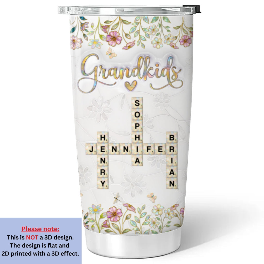 Love My Grandkids Crossword Mother Of Pearl - Personalized Custom 3D Inflated Effect Tumbler