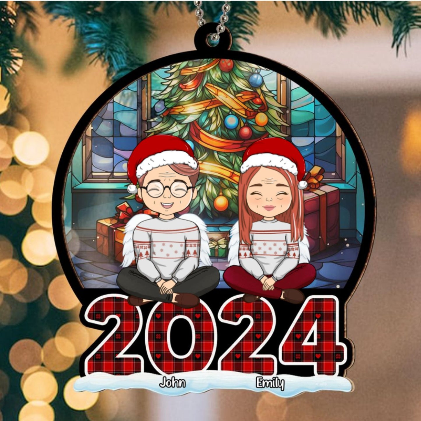 Christmas Is A Time For Family - Personalized Custom Suncatcher Ornament