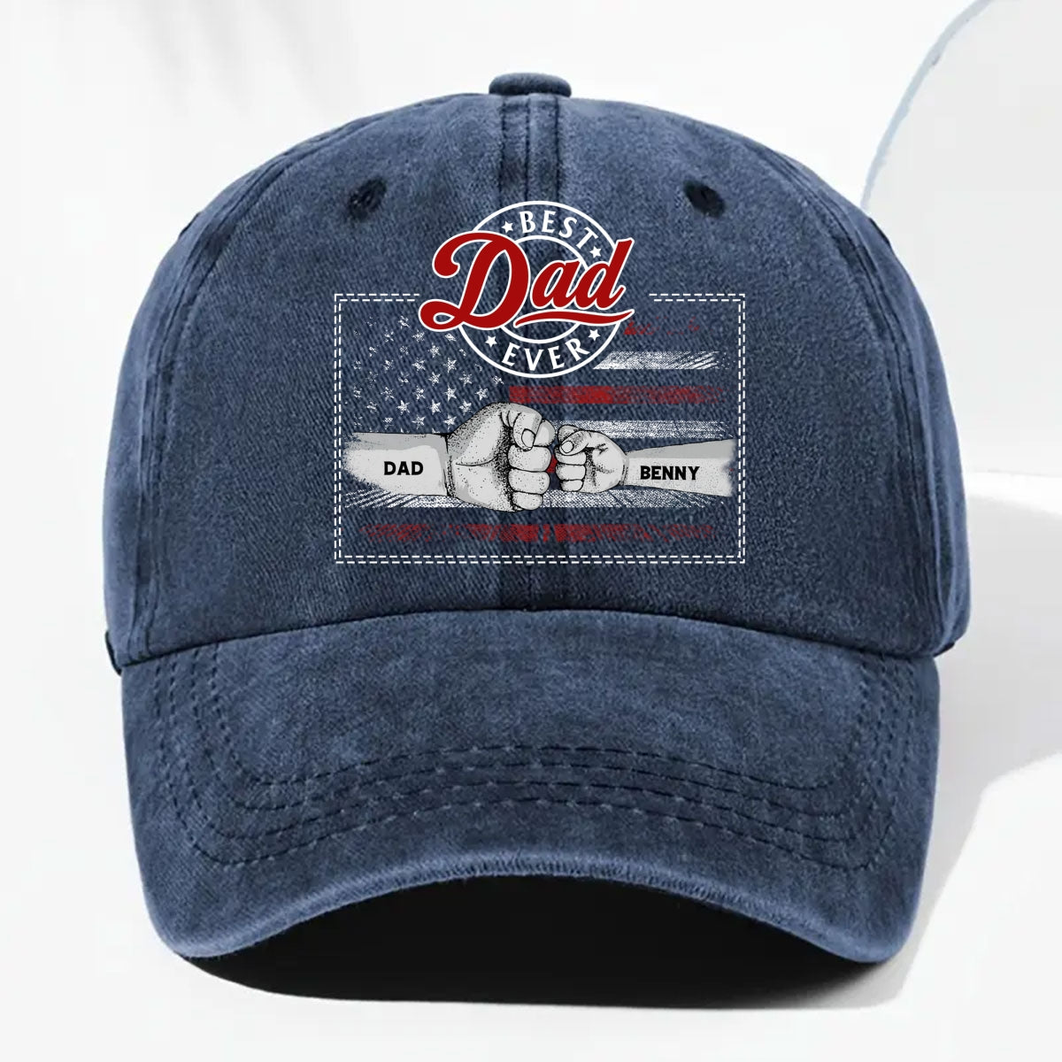 The Strength Of A Dad Is Born From Love - Personalized Custom Vintage Washed Denim Cap