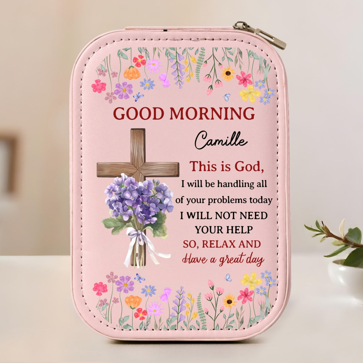 Good Morning This Is God - Personalized Custom Jewelry Box With LED Mirror