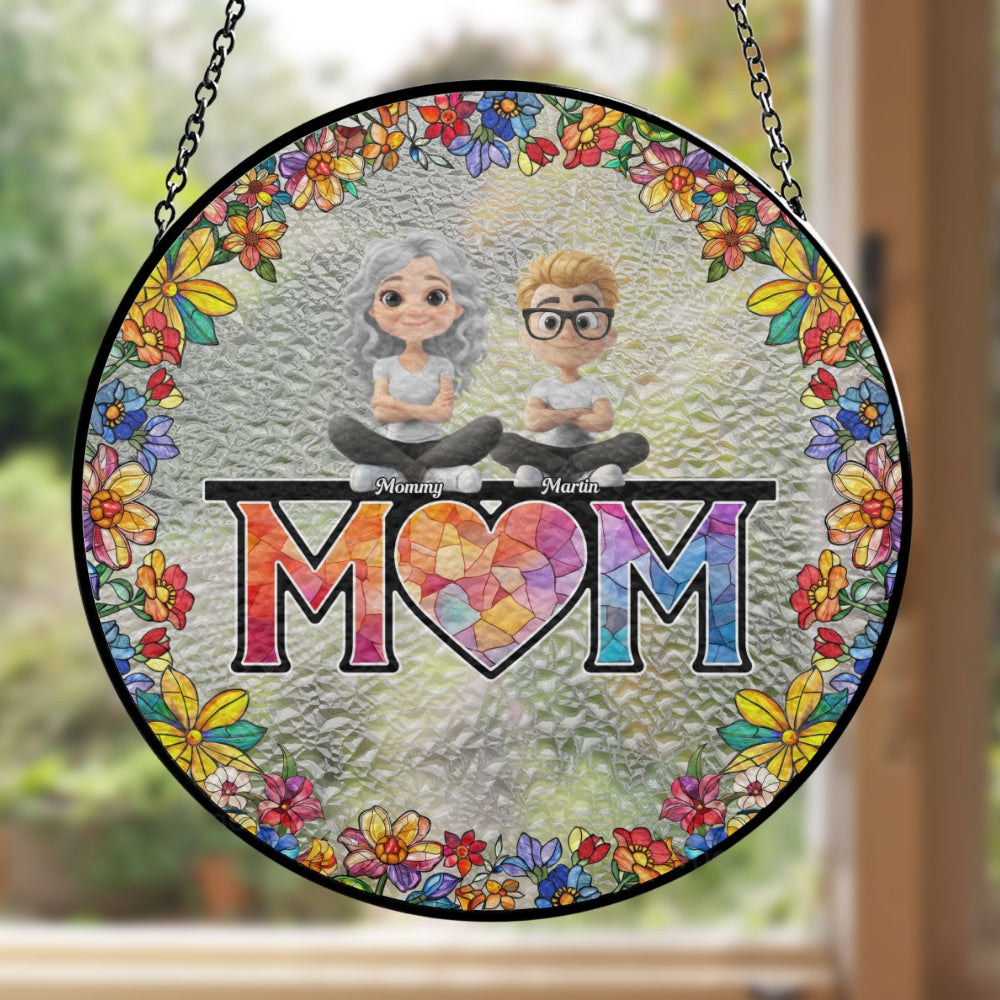 Mommy And Children - Personalized Custom Window Hanging Suncatcher