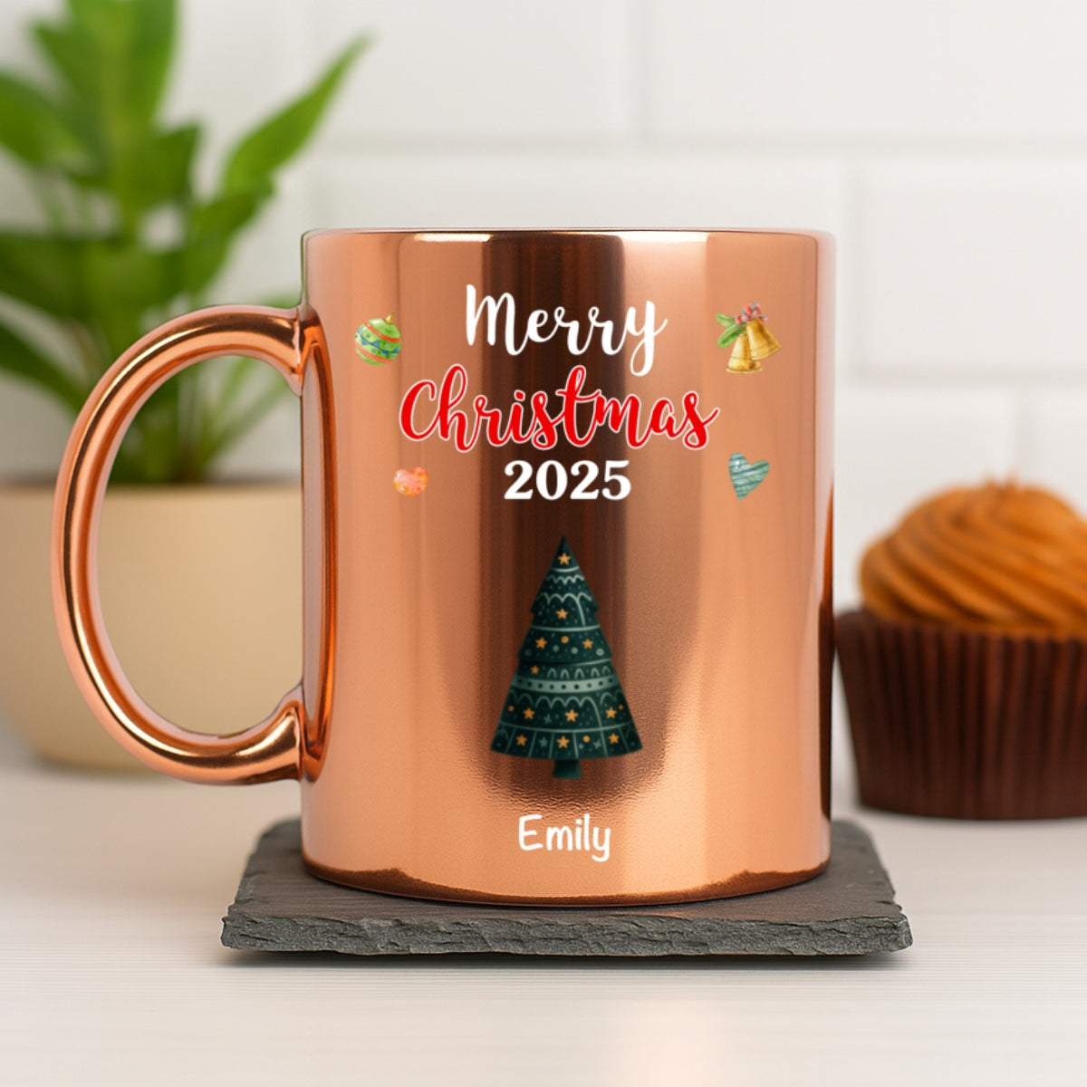 Merry Christmas 2025 - Personalized Custom Metallic Mug