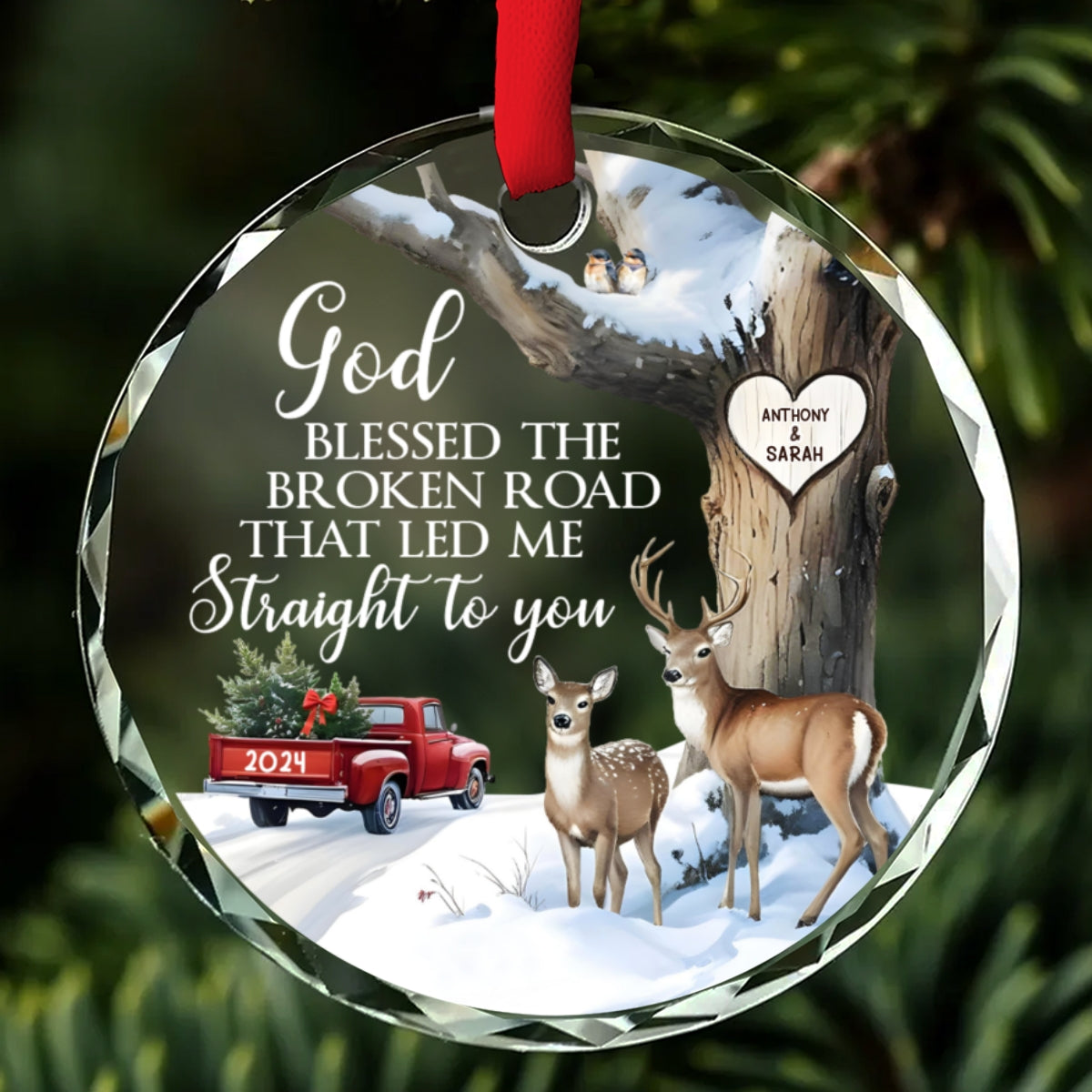 The Broken Road That Led Me Straight To You - Personalized Custom Glass Ornament