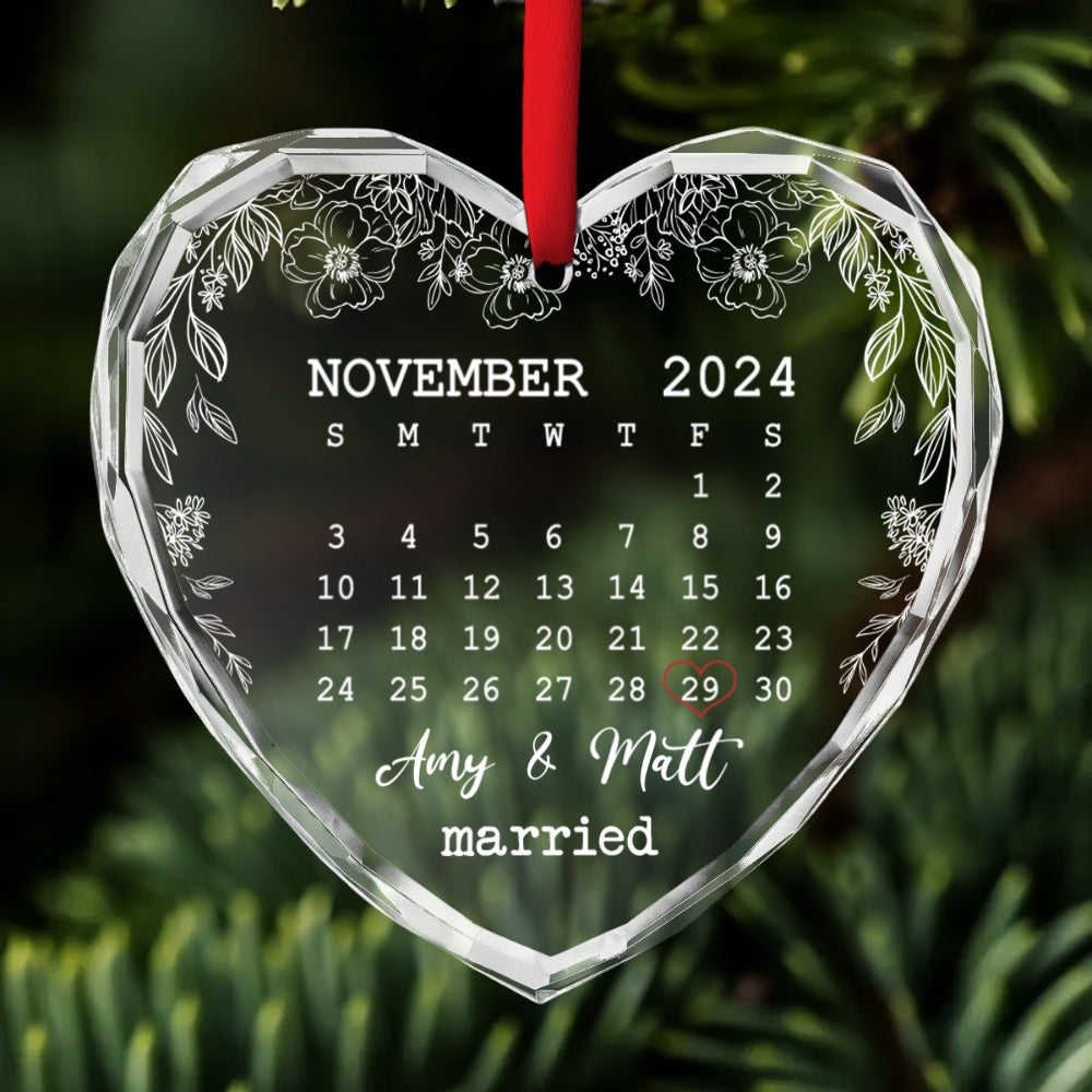 The Day We Met - Personalized Custom Glass Ornament