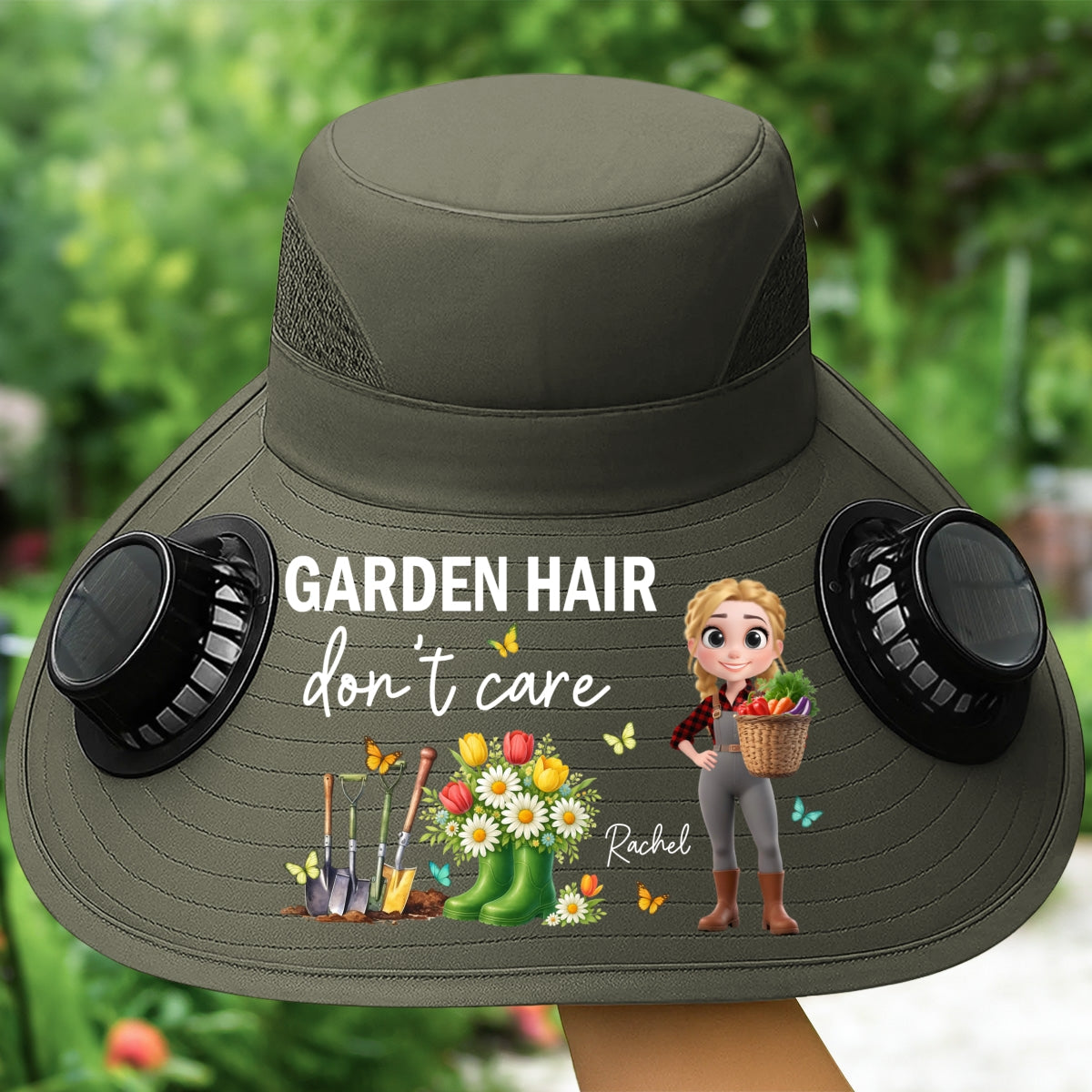 Garden Hair Do Not Care - Personalized Custom Solar Fan Hat