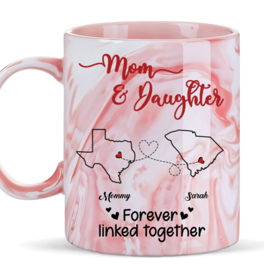 Forever Linked Together - Personalized Custom Pink Marble Mug