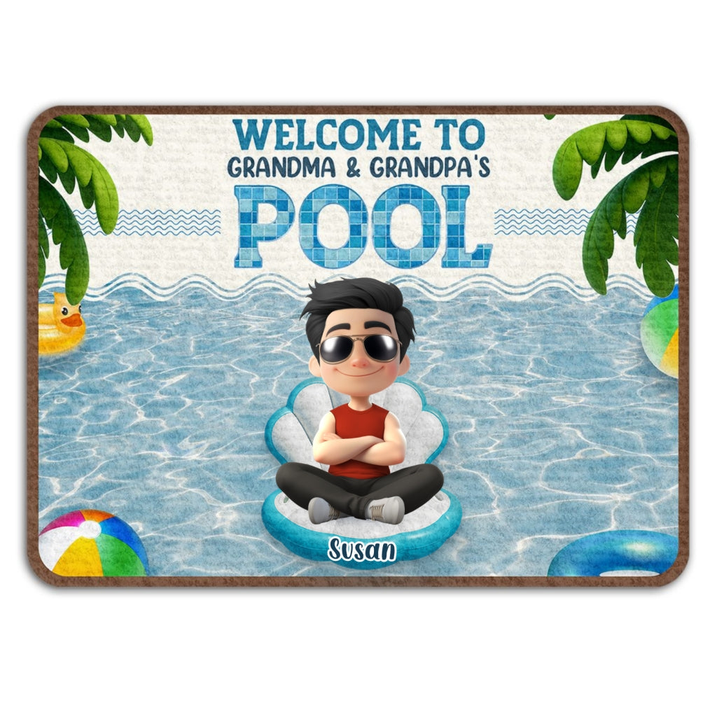 Better At Grandma Pool - Personalized Custom Doormat