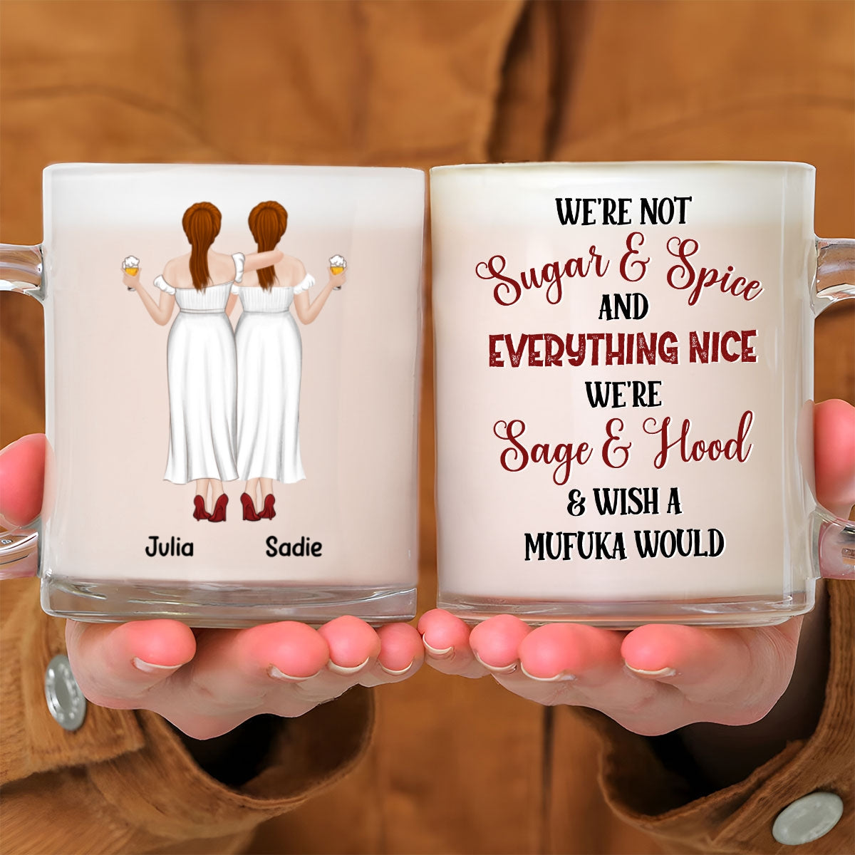 Hood Best Friends - Personalized Custom Glass Mug