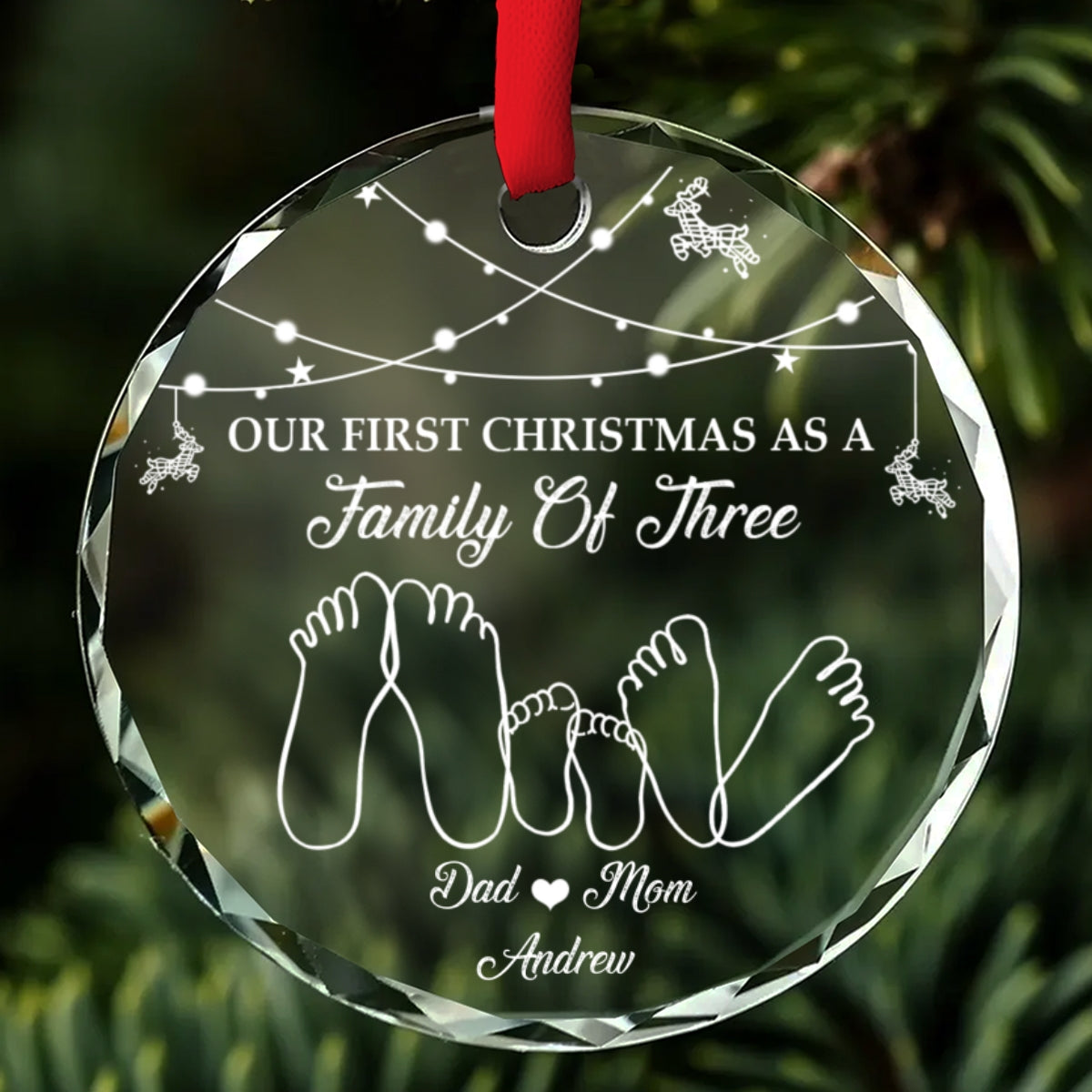 As A Family Of Three - Personalized Custom Glass Ornament