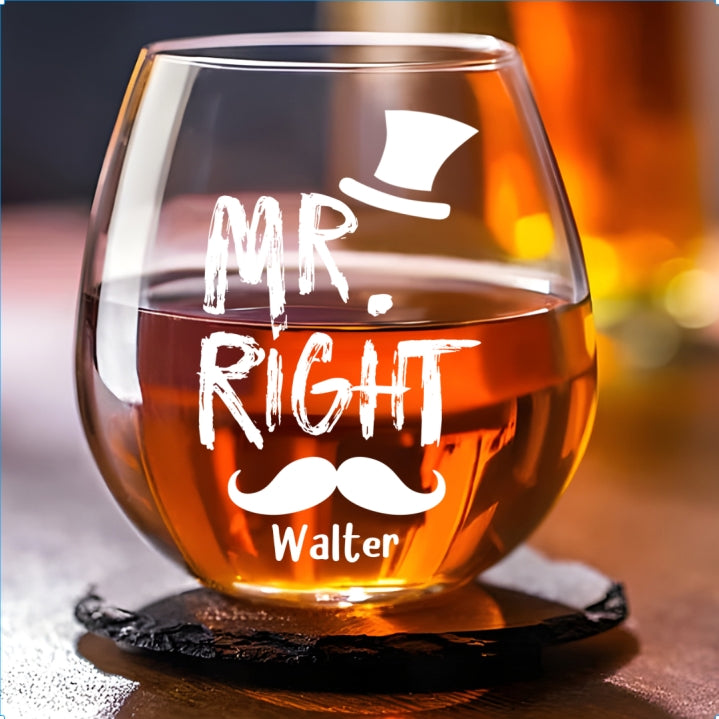 Mr And Mrs Right - Personalized Custom Wine Glass