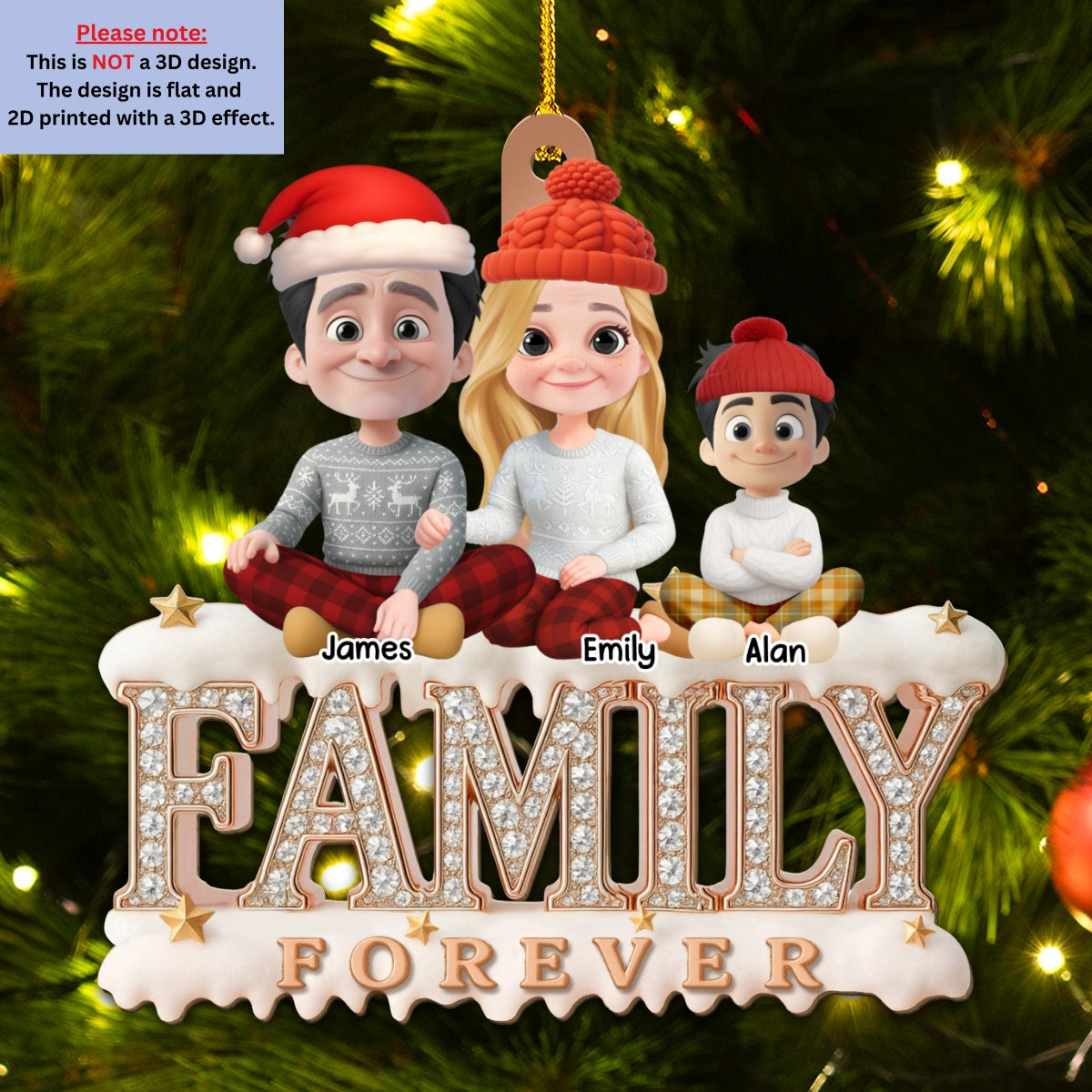 Forever Blessed With This Family - Personalized Custom 3D Effect Wood Ornament