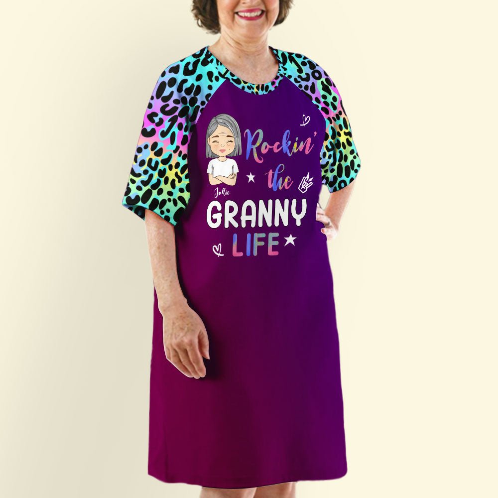 Lovely Leopard Grandma Life - Personalized Custom 3/4 Sleeve Dress