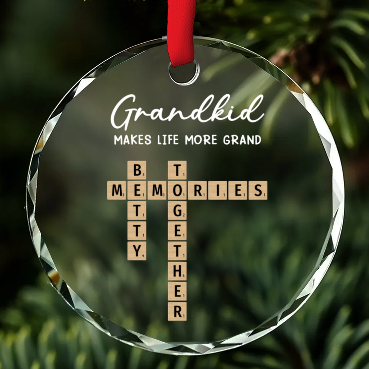Grandkids Make Every Day Brighter - Personalized Custom Glass Ornament