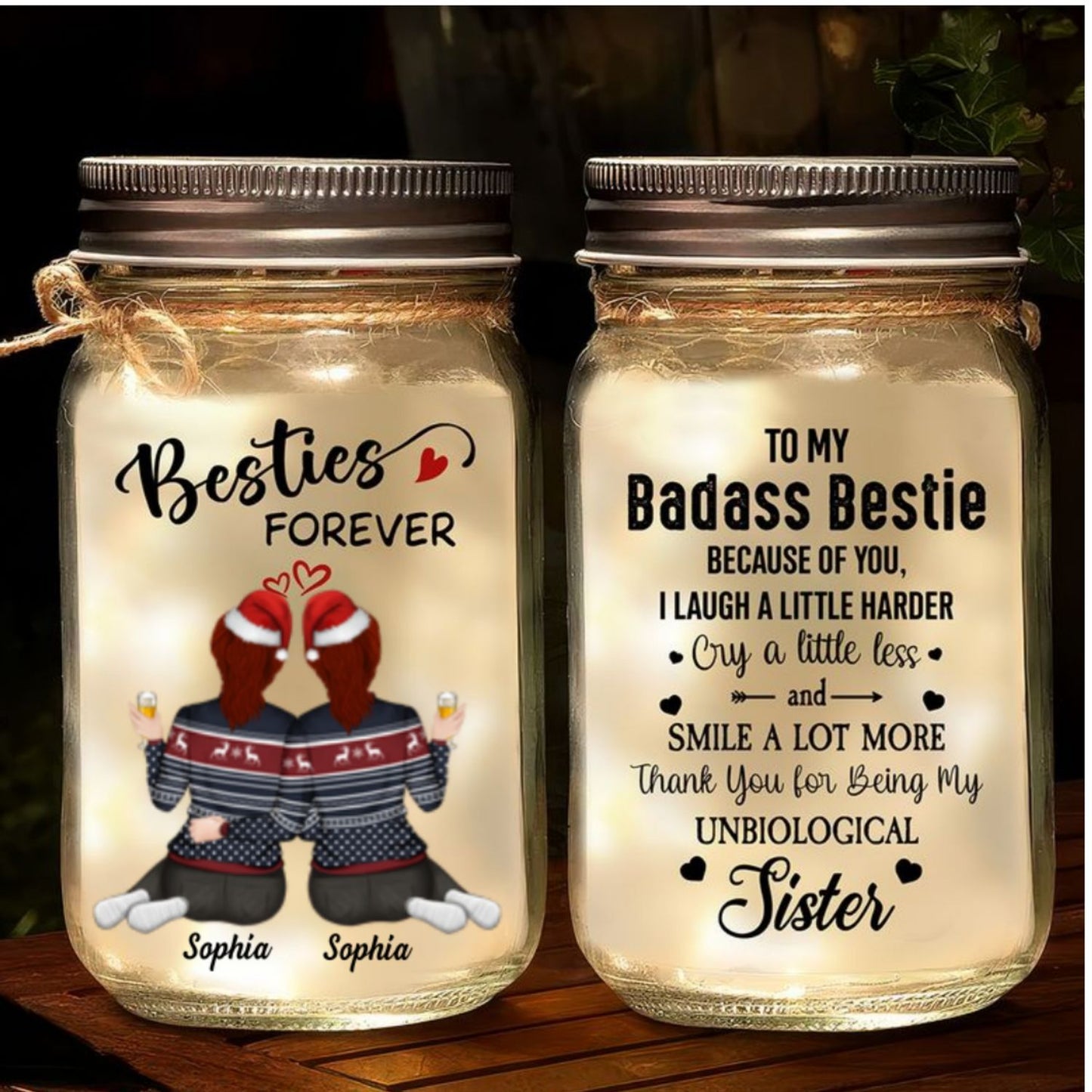 Besties Forever - Personalized Custom Mason Jar Light