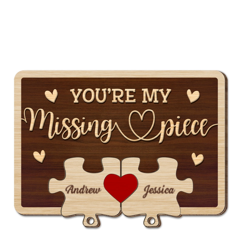 My Missing Piece - Personalized Custom Wooden Key Holder With Keychain